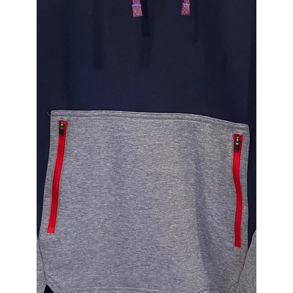 Nike Mens Hoodie Therma-FIT Colorblock Navy Grey Fleece Lined‎ DD2112-451 Large